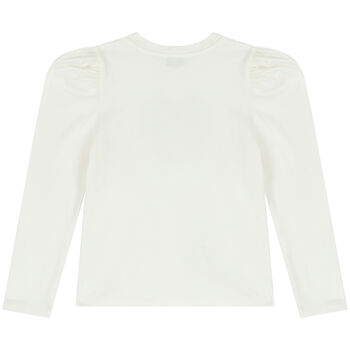 Girls Ivory Teddy Bear Long Sleeve Top