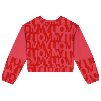 Girls Red & Pink Logo Sweatshirt