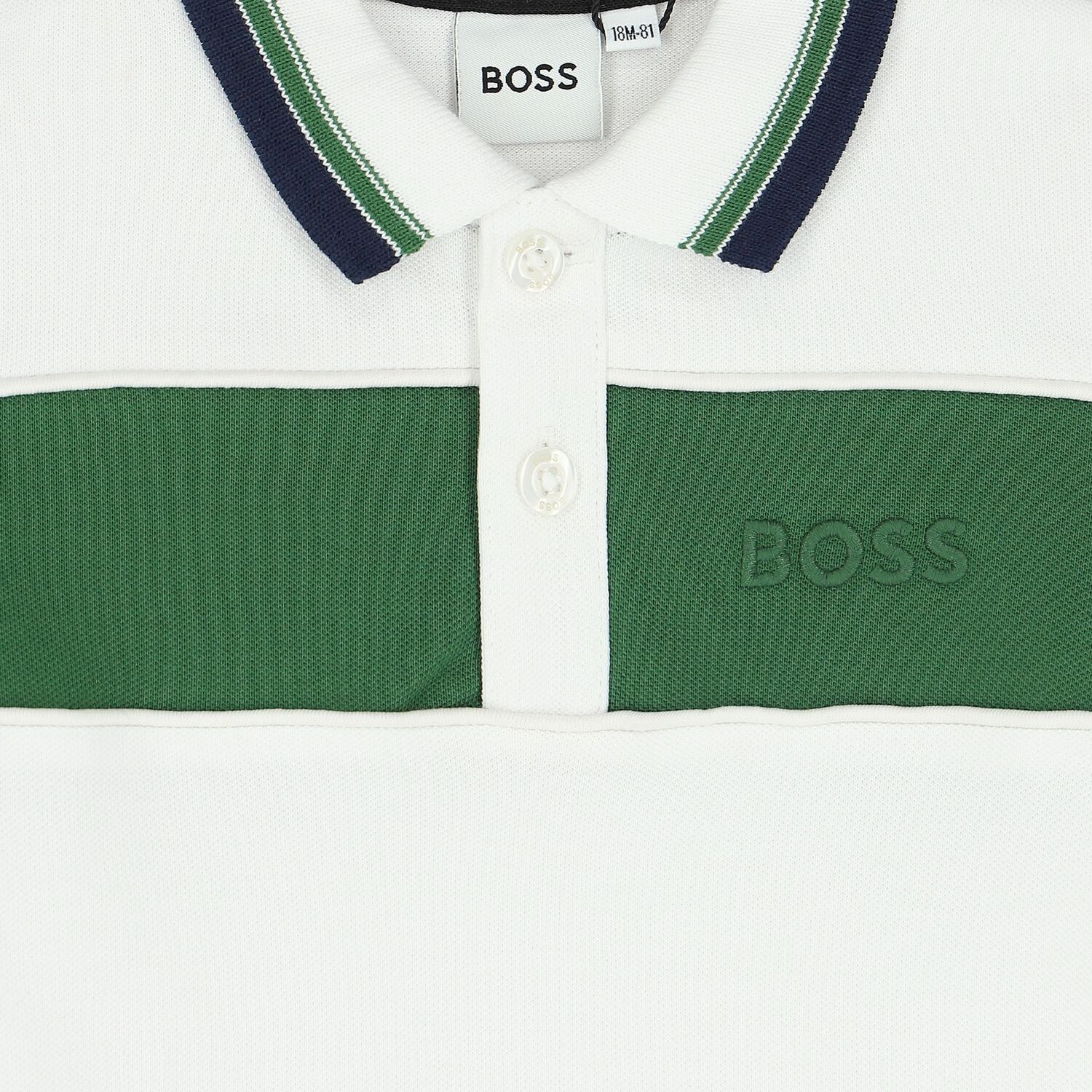 Younger Boys White Logo Polo Shirt, 1, hi-res image number null