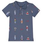 قميص اولاد بولو بطبعة الدب تيدي باللون الأزرق , 2, hi-res