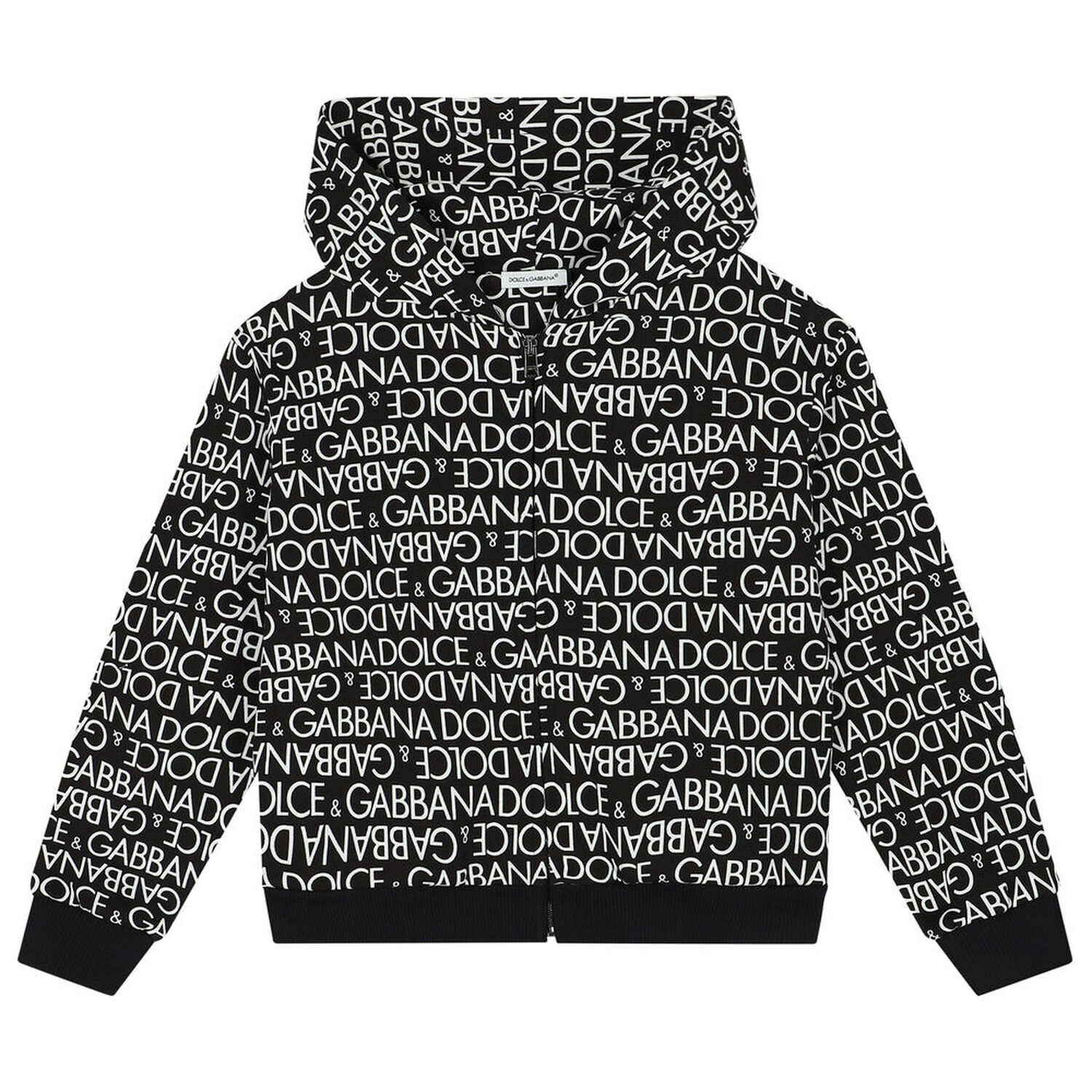 Black & White Logo Hooded Zip Up Top, 1, hi-res image number null
