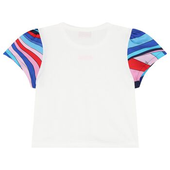 Girls White Logo Onde T-Shirt