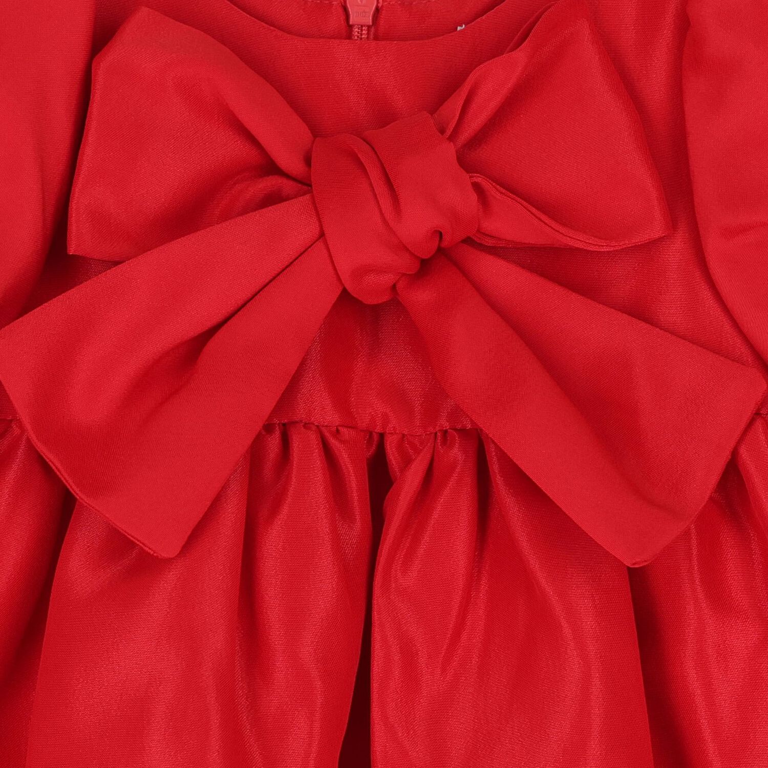 Baby Girls Red Puff Sleeve Dress, 2, hi-res