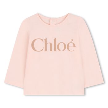 Younger Girls Pink Logo Long Sleeve Top