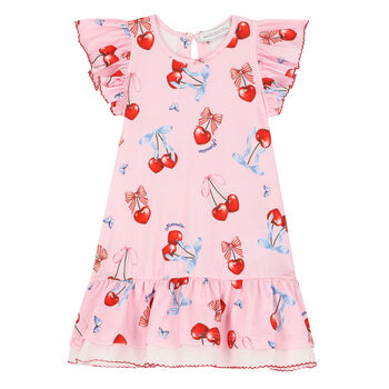 Younger Girls Pink Cherry Dress