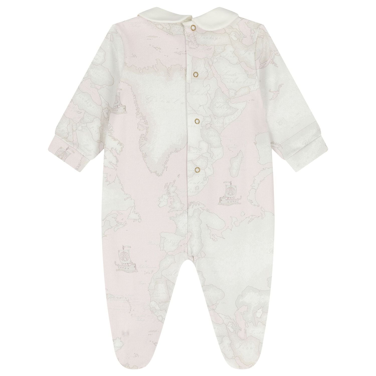 Baby Girls Pink & Ivory Geo Map Babygrow, 1, hi-res