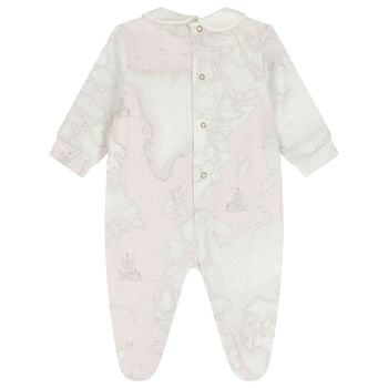 Baby Girls Pink & Ivory Geo Map Babygrow