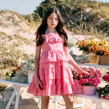Girls Pink Tiered Dress