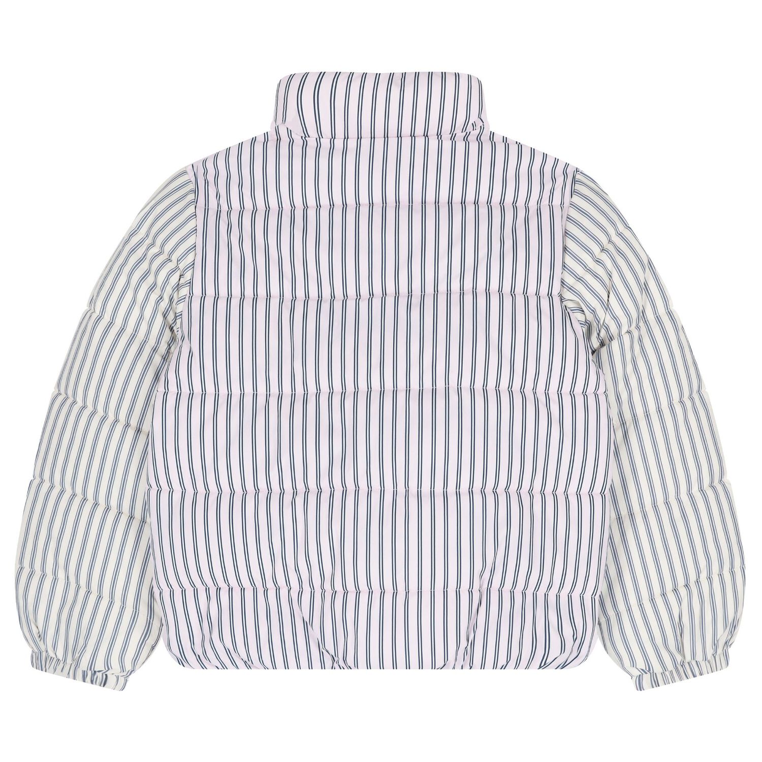 Girls Pink & Blue Stripe Puffer Jacket, 1, hi-res image number null