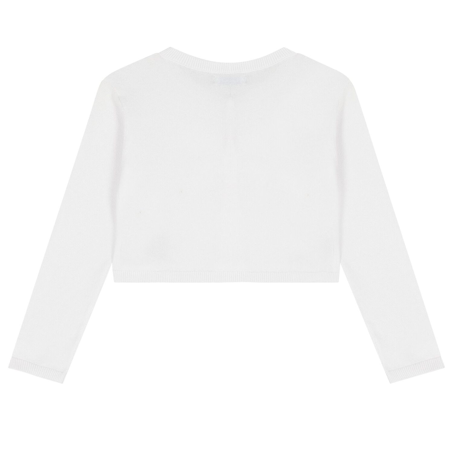 Girls White Bow Knit Cardigan, 1, hi-res