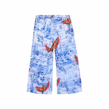 Girls Blue Printed Trousers