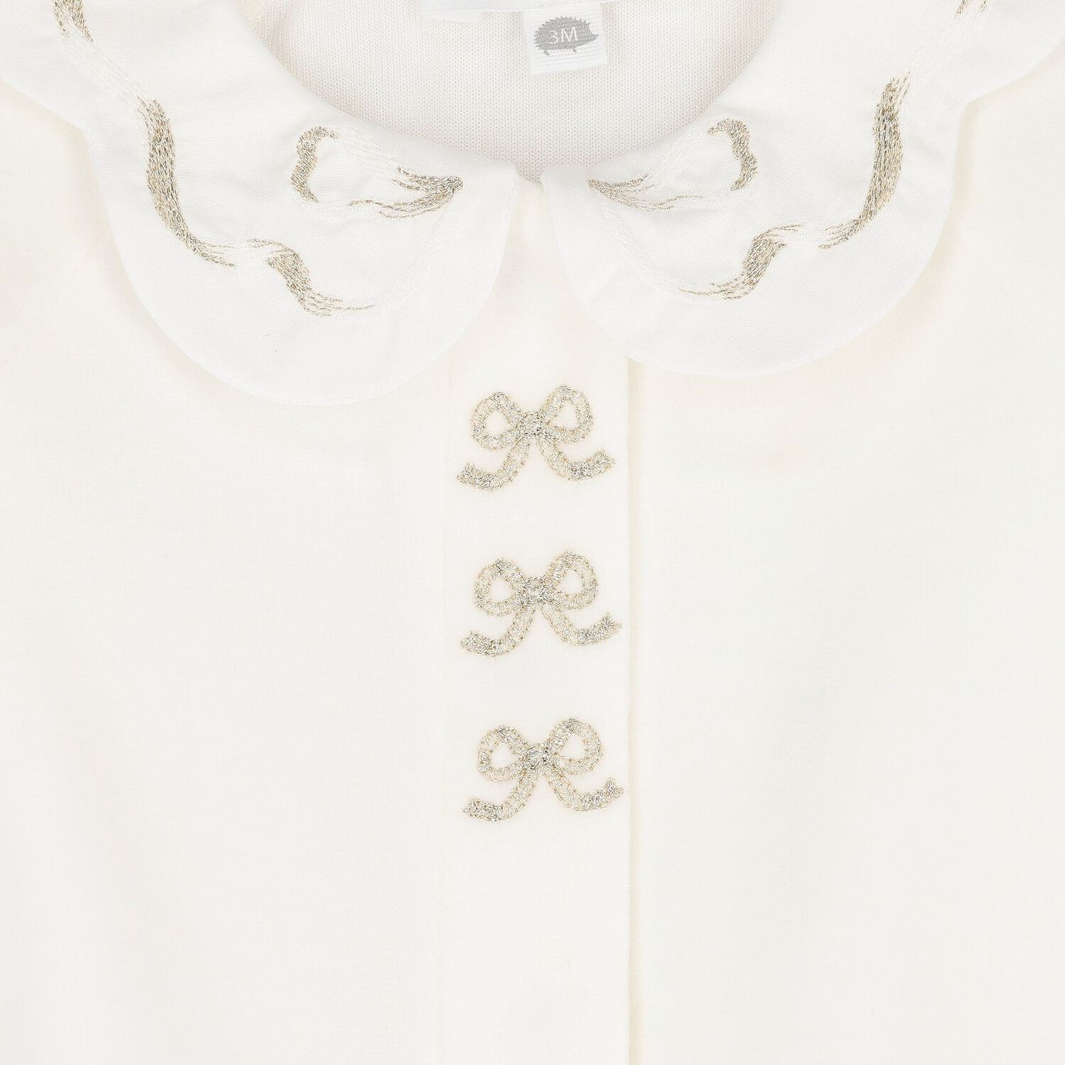 Baby Girls Ivory Bow Velour Babygrow, 1, hi-res image number null