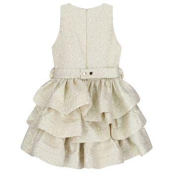Girls Gold Rose Tiered Dress
