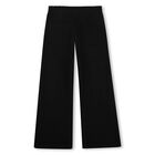 Girls Black Wide Leg Trousers, 1, hi-res