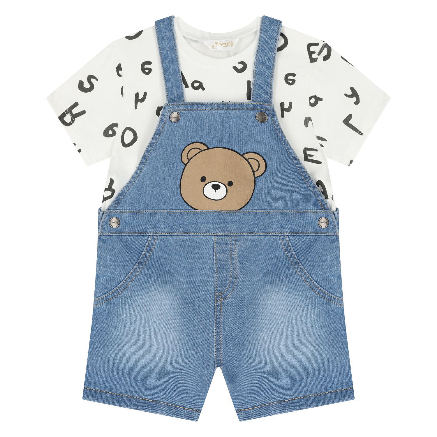 Baby Boys Blue Denim Dungaree Set, 2, hi-res image number null