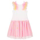 Girls White & Pink Tulle Dress, 1, hi-res