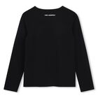 Girls Mini Me Black Ikonik Karl & Choupette Long Sleeve Top, 2, hi-res
