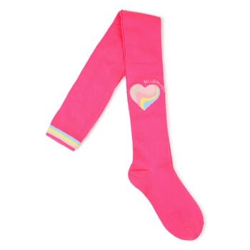 Girls Pink Heart Tights