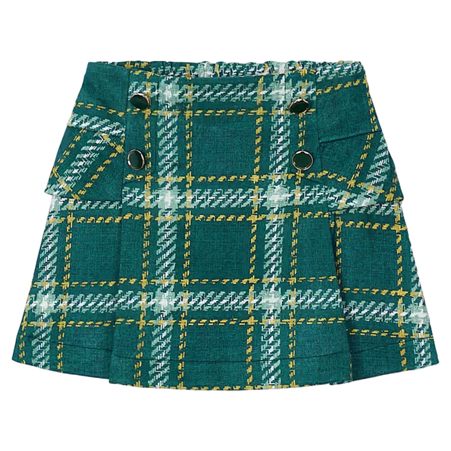 Girls Green Plaid Skirt, 1, hi-res