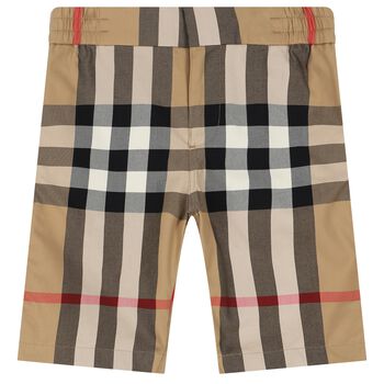 Boys Beige Check Shorts