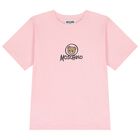 Girls Pink Teddy Bear Logo Long Sleeve Top, 4, hi-res