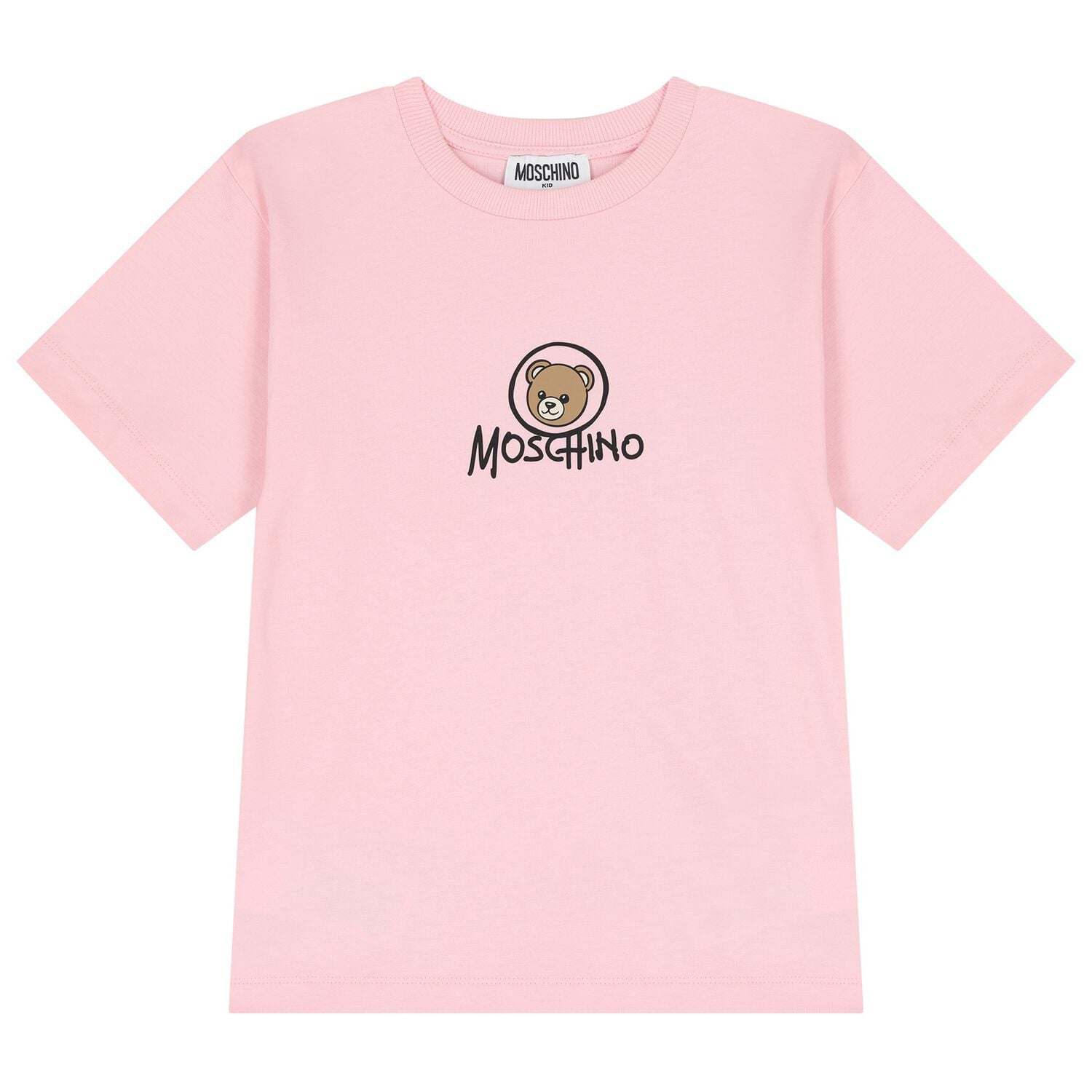 Girls Pink Teddy Bear Logo Long Sleeve Top, 4, hi-res