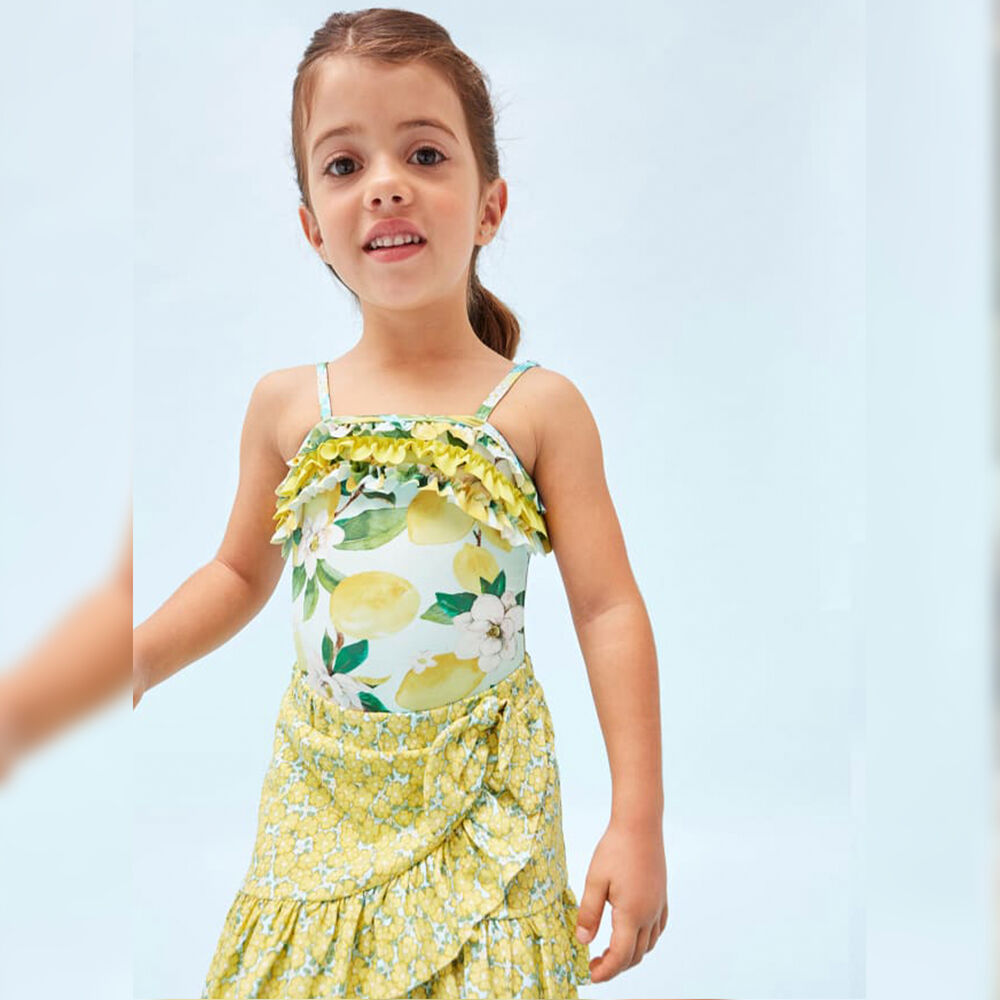 Mayoral 1pc Toddler - Kid Girl Orange Toucan Swimsuit