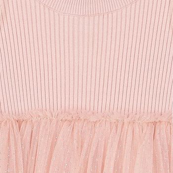 Girls Pink Tulle Knitted Dress