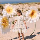 Girls White Floral Chiffon Dress, 1, hi-res