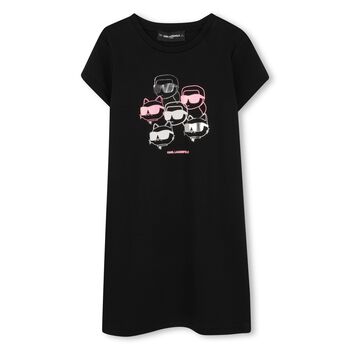 Girls Black Choupette & Karl T-Shirt Dress