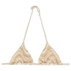 Girls Beige & Gold Striped Bikini, 1, hi-res