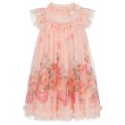 Girls Pink Floral Tulle Dress , 1, hi-res