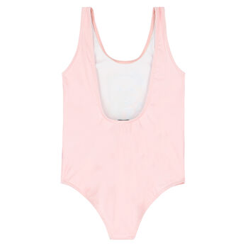 Girls Pink Teddy Logo Swimsuit