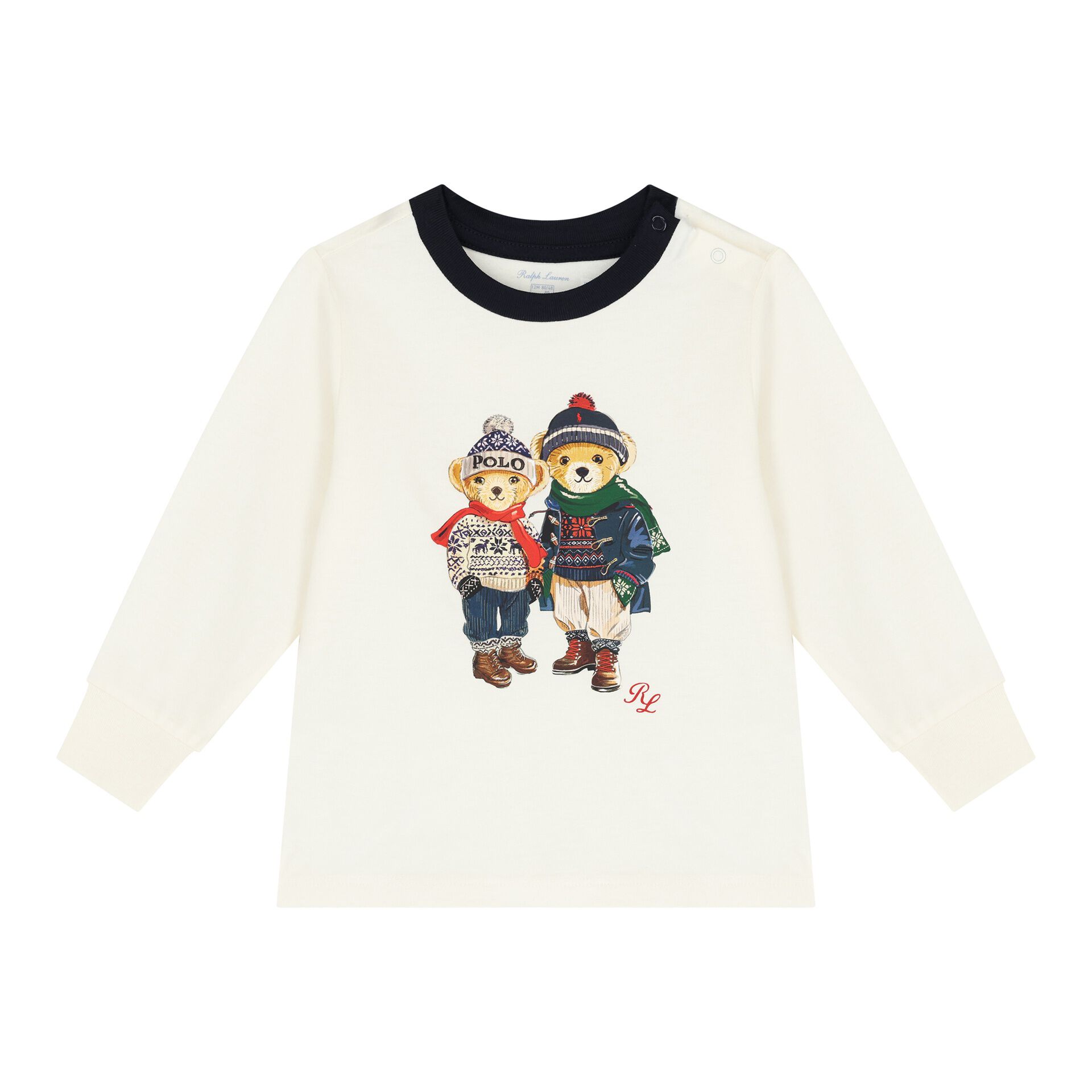 Ralph Lauren Baby Boys Ivory Polo Bear Long Sleeve Top Junior Couture