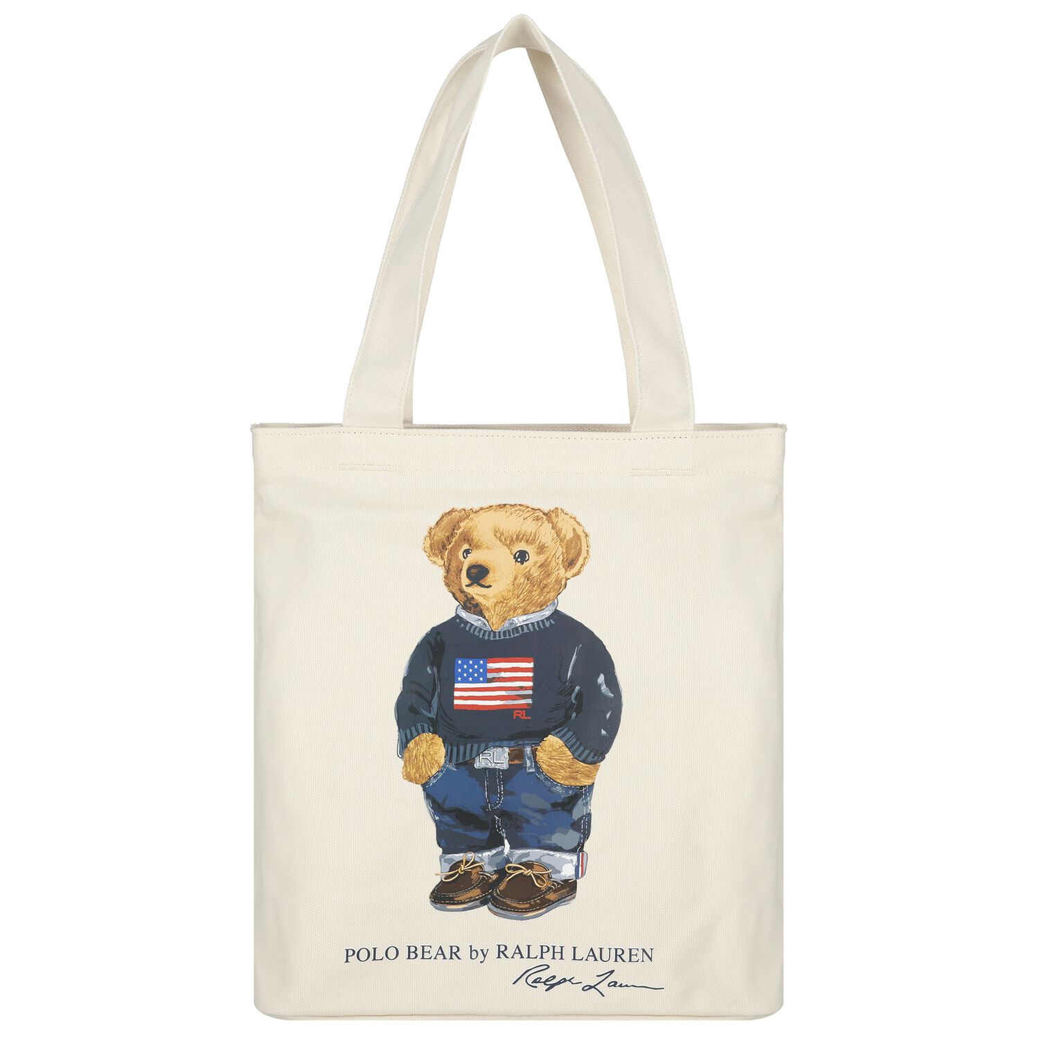 Girls Ivory Polo Bear Logo Tote Bag ( 36cm ), 2, hi-res