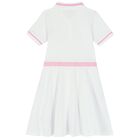 Girls White Logo Polo Dress, 1, hi-res