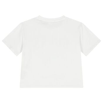 Girls White Teddy Bear Logo T-Shirt