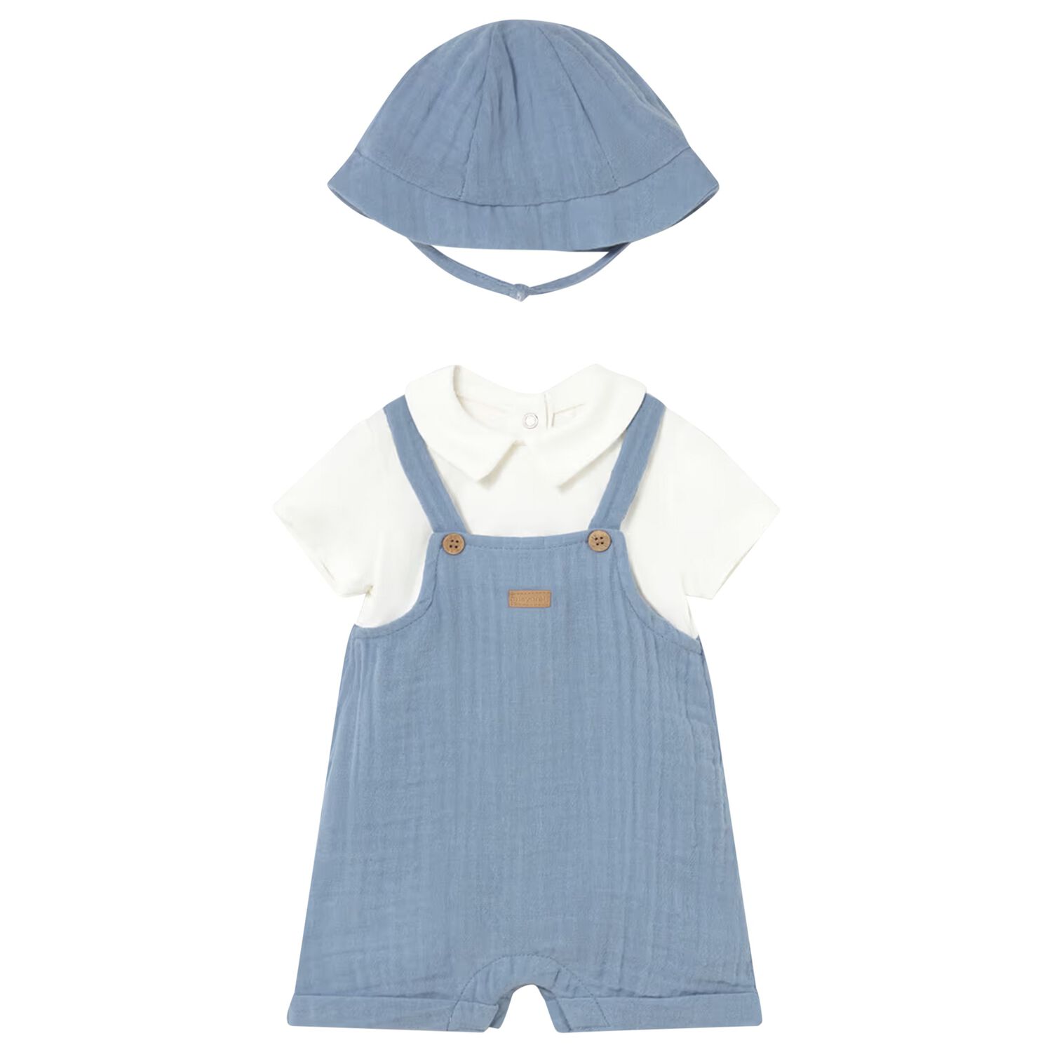 Baby Boys White & Blue Romper Set, 2, hi-res
