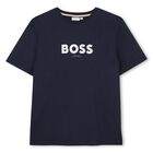 Boys Navy Blue Logo T-Shirt, 4, hi-res