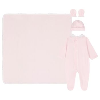 Baby Girls Pink & White Babygrow Gift Set
