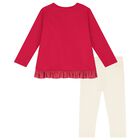 Baby Girls Red & Beige Logo Leggings Set, 1, hi-res