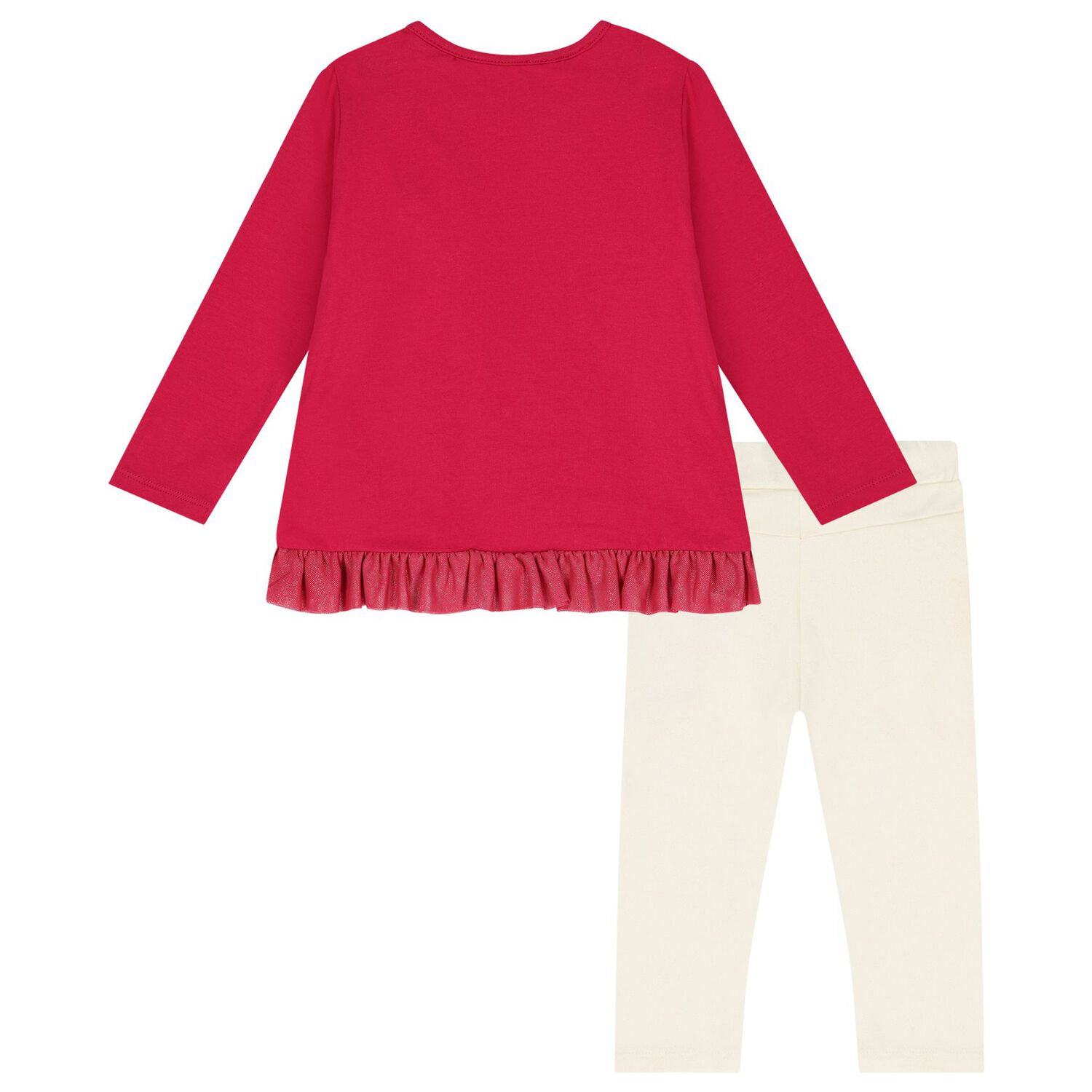 Baby Girls Red & Beige Logo Leggings Set, 1, hi-res