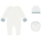 Baby Boys Ivory & Blue Babygrow Gift Set, 1, hi-res