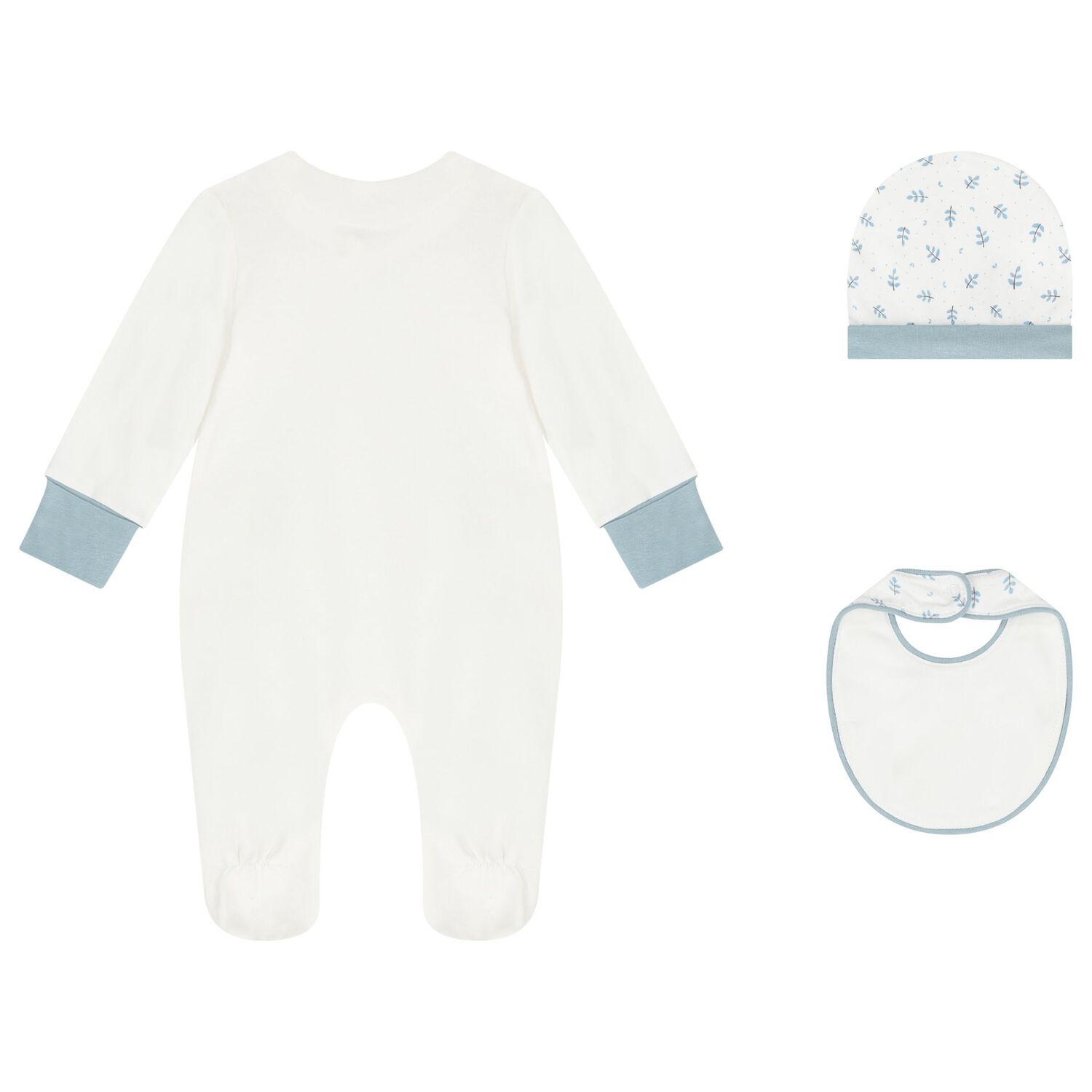 Baby Boys Ivory & Blue Babygrow Gift Set, 1, hi-res