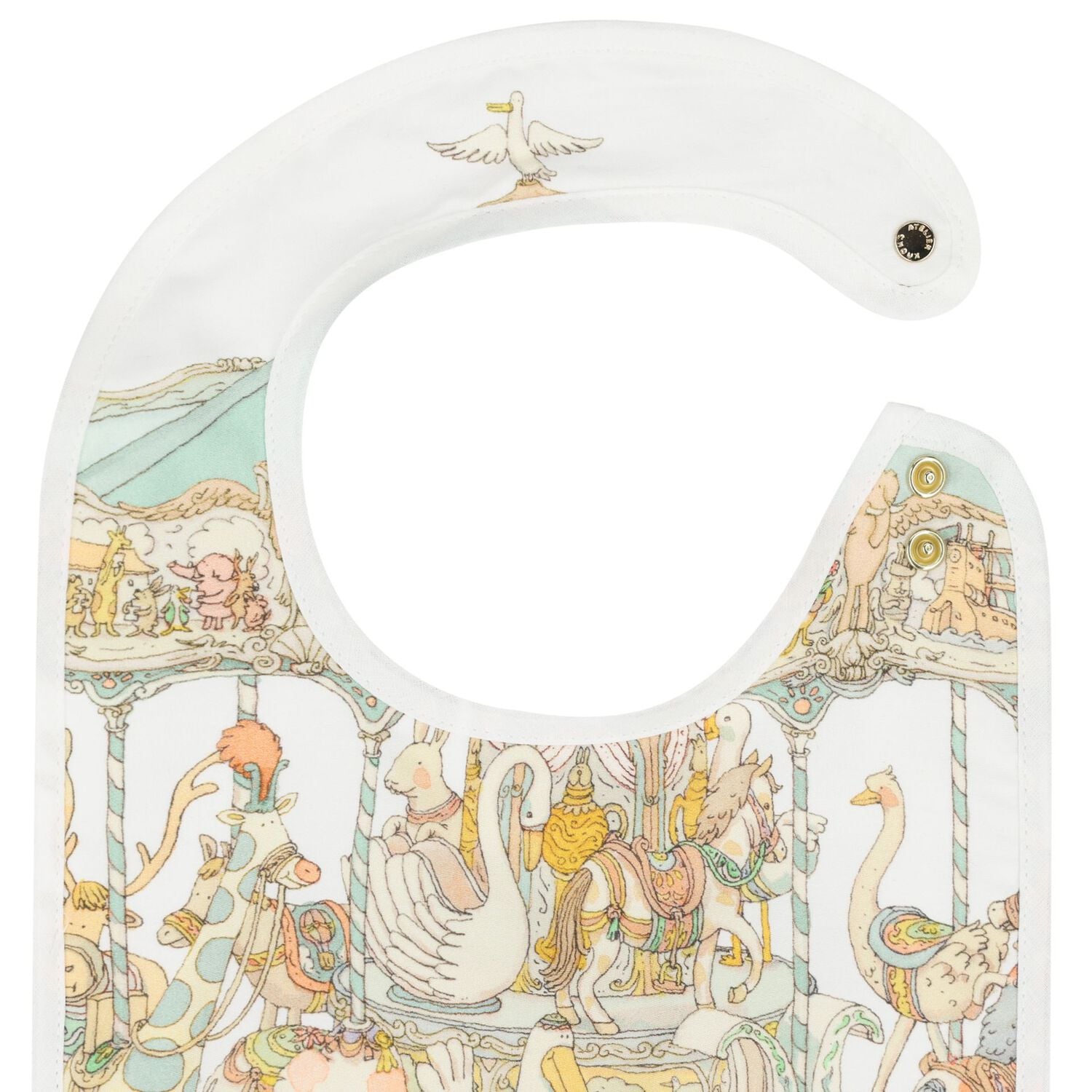 Ivory & Green Carousel Carr&eacute; Swaddle & Bib Gift Set, 1, hi-res