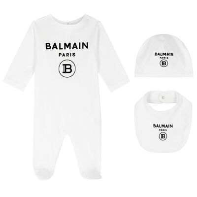 White & Black Logo Babygrow Set