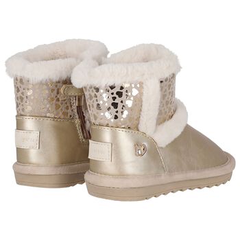 Younger Girls Gold Faux Leather Boots