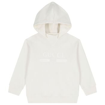 Boys Ivory Logo Hooded Top