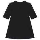 Girls Black Embellished Crepe Dress, 1, hi-res
