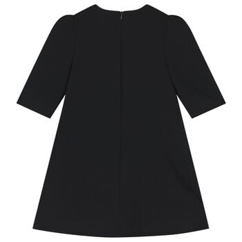 Girls Black Embellished Crepe Dress